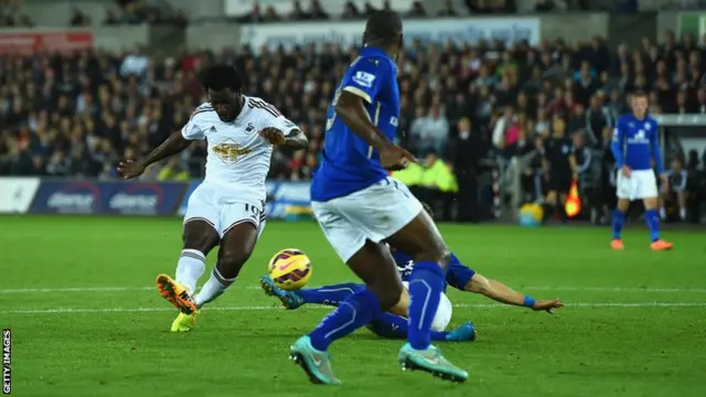 Wilfried Bony scores for Swansea