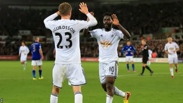 Swansea players celebrate