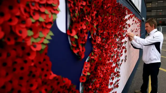 Tottenham fan pins poppy to board