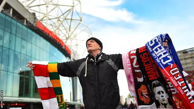 Scarf-seller at Old Trafford