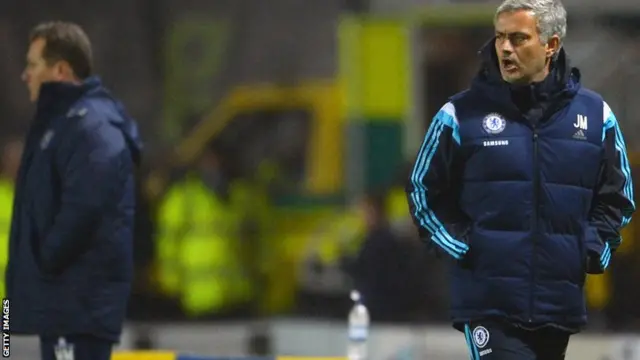 Chelsea manager Jose Mourinho and Shrewsbury boss Micky Mellon