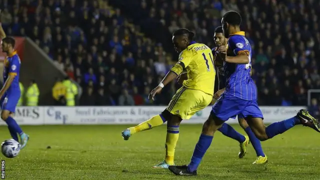 Chelsea's Didier Drogba is denied by the linesman