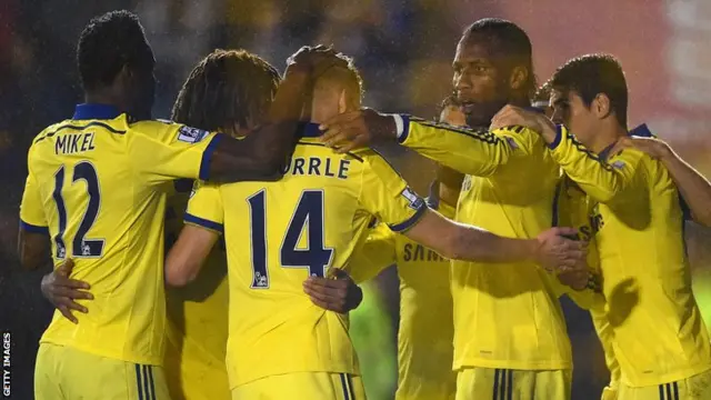 Didier Drogba celebrates scoring for Chelsea