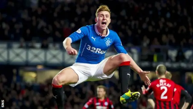 Lewis Macleod celebrates his goal