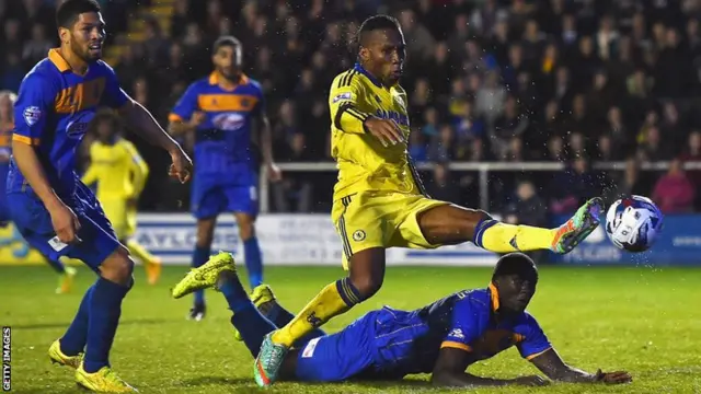 Didier Drogba shoots for Chelsea