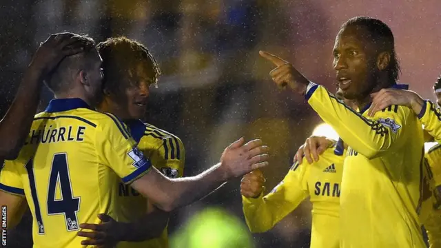 Didier Drogba celebrates for Chelsea