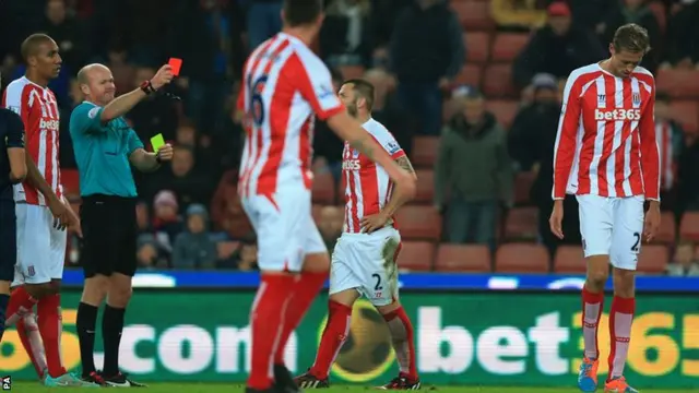 Peter Crouch is sent off for Stoke