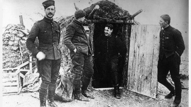 Soldiers at a bunker