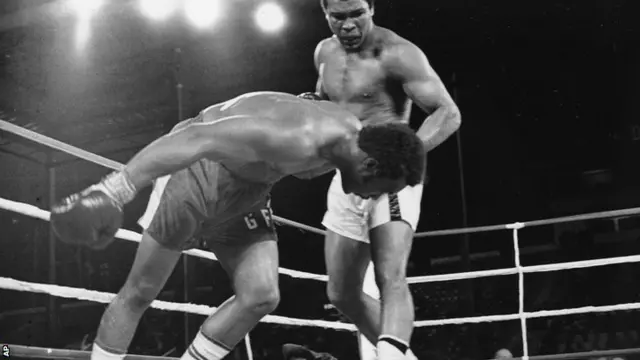 Muhammad Ali knocks down George Foreman