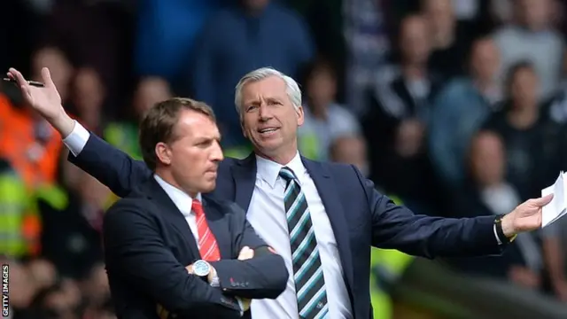 Liverpool manager Brendan Rodgers (left) and Newcastle manager Alan Pardew