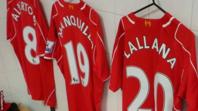 Liverpool shirts in Newcastle dressing room