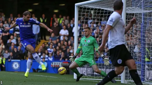 Chelsea defender Branislav Ivanovic misses from six yards