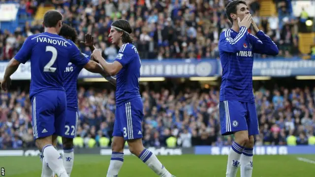 Chelsea striker Oscar celebrates