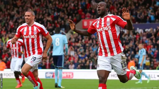 Stoke's Victor Moses celebrates