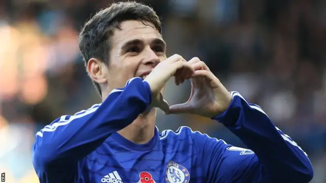 Chelsea striker Oscar celebrates