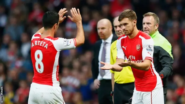 Aaron Ramsey replaces Mikel Arteta for Arsenal