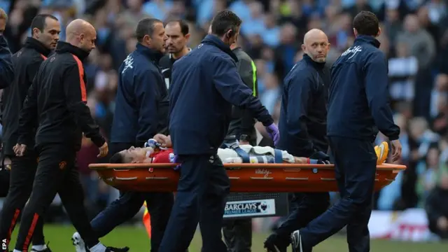 Marcos Rojo leaves the field