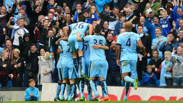 Manchester City players celebrate