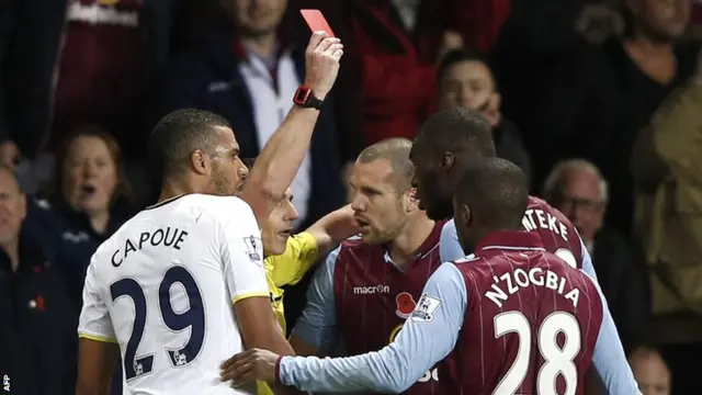 Christian Benteke is sent off