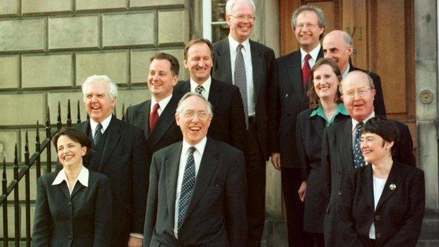 Sarah Boyack (bottom right) was a member of Donald Dewar's first Holyrood cabinet