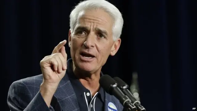 Florida Democratic gubernatorial candidate Charlie Crist speaks to supporters at a campaign event in Orlando, 3 November 2014