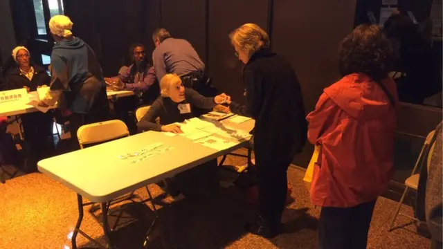 Voters at a polling station in New York City