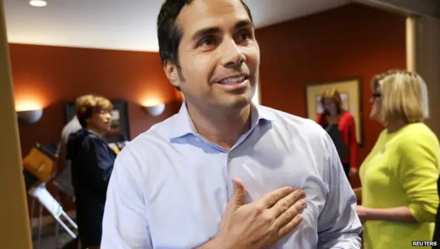 Independent US Senate candidate Greg Orman appeared in Olathe, Kansas, on 4 November 2014