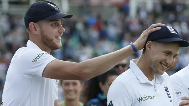 Stuart Broad (left) and Joe Root