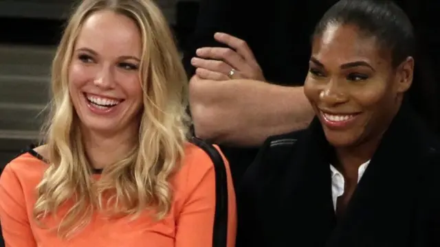 Caroline Wozniacki (left) with Serena Williams