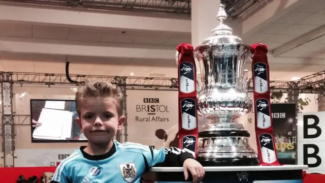 Bristol City fan Liam Hawkins with the FA Cup