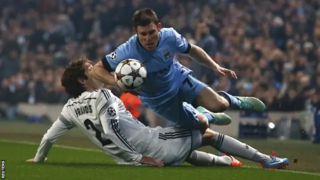 James Milner is tackled