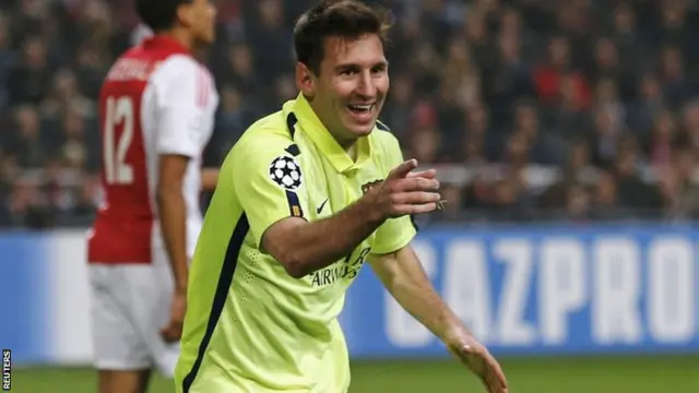 Lionel Messi celebrates his second goal