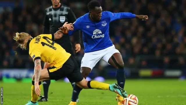 Romelu Lukaku with possession of the ball