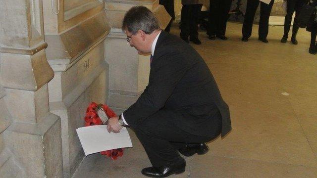 Jeffrey Donaldson MP laid a wreath during the service of Capt O'Neill