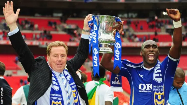 Harry Redknapp and Sol Campbell lift the FA Cup for Portsmouth