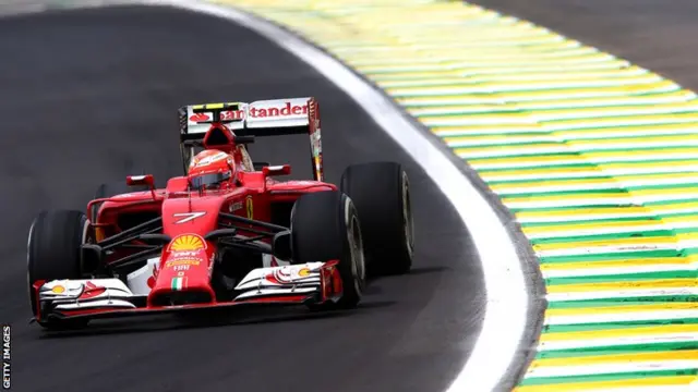 Kimi Raikkonen of Finland and Ferrari drives during practice ahead of the Brazilian Formula One Grand Prix at Autodromo Jose Carlos Pace on November 7, 2014 in Sao Paulo, Brazil.