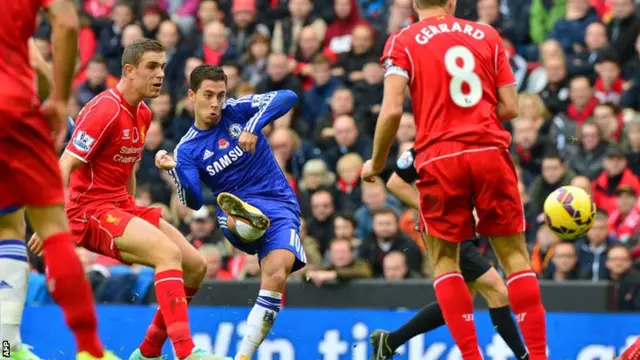 Chelsea playmaker Eden Hazard shoots