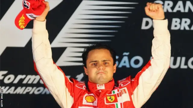 Felipe Massa of Brazil and Ferrari looks disappointed on the podium after winning the race but losing the World Championship at the Brazilian Formula One Grand Prix at the Interlagos Circuit on November 2, 2008 in Sao Paulo, Brazil.