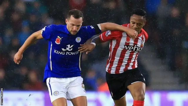 Leicester's Daniel Drinkwater holds off Nathaniel Clyne