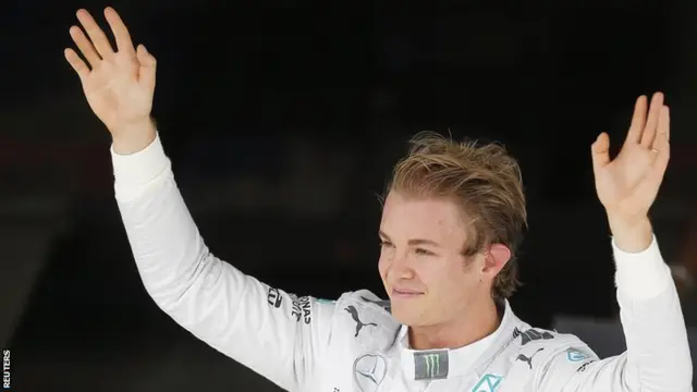 Nico Rosberg celebrates getting pole position in the Brazilian Grand Prix