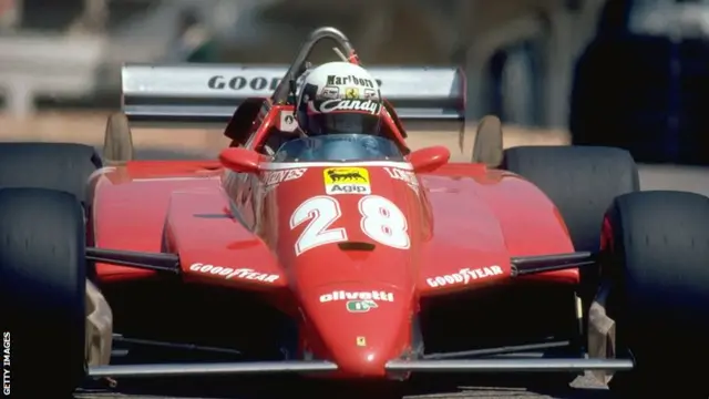 1981: Didier Pironi of France in action in his Scuderia Ferrari during a Formula One race.