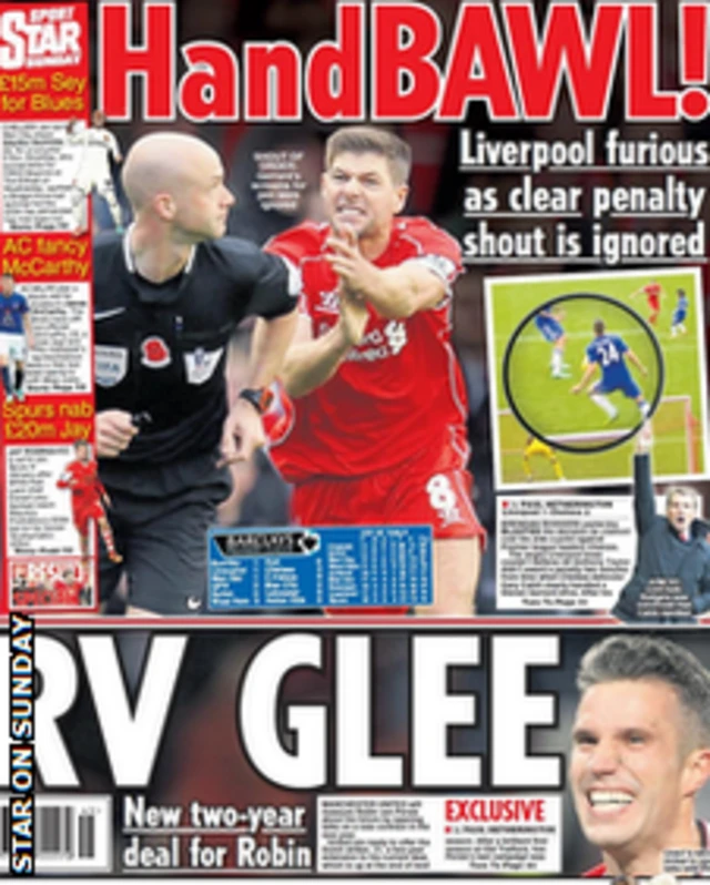 Star on Sunday sport supplement front page