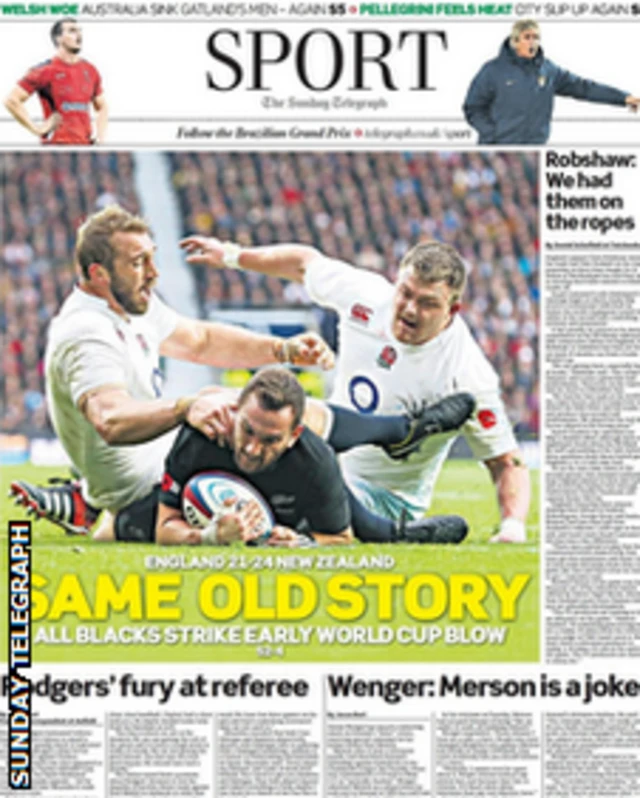 Sunday Telegraph sport supplement front page