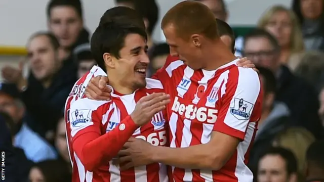 Stoke's Bojan Krkic celebrates