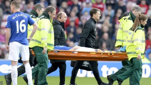 Gareth Barry stretchered off