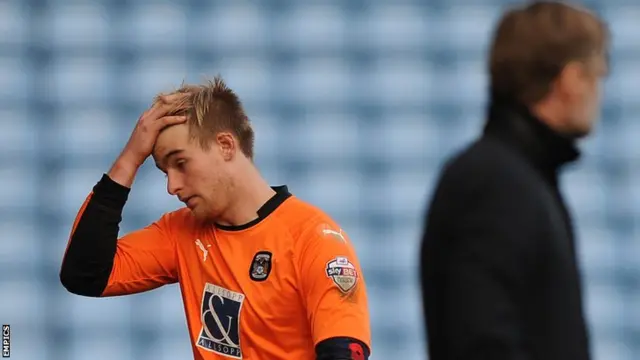 Coventry keeper Lee Burge is sent off