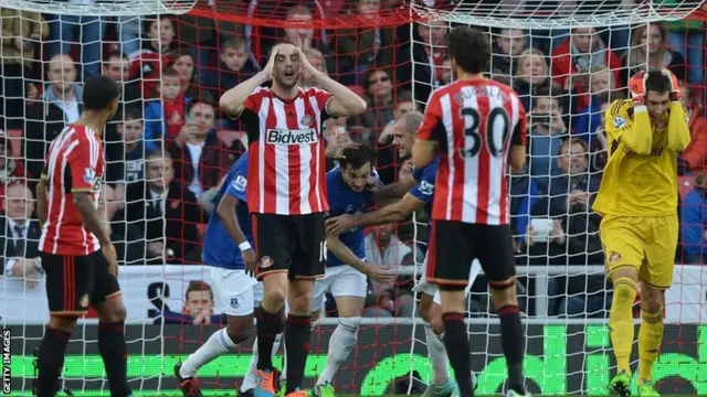 Leighton Baines scores for Everton against Sunderland
