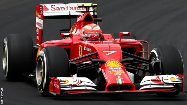 Kimi Raikkonen of Finland and Ferrari drives during final practice for the Brazilian Formula One Grand Prix at Autodromo Jose Carlos Pace on November 8, 2014 in Sao Paulo.