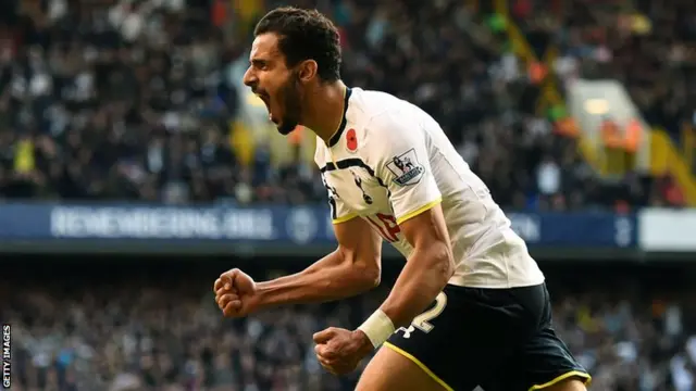 Nacer Chadli scores for Tottenham against Stoke