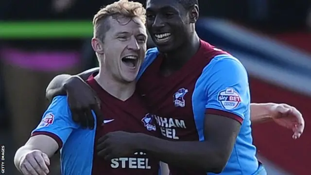 Gary McSheffrey celebrates for Scunthorpe